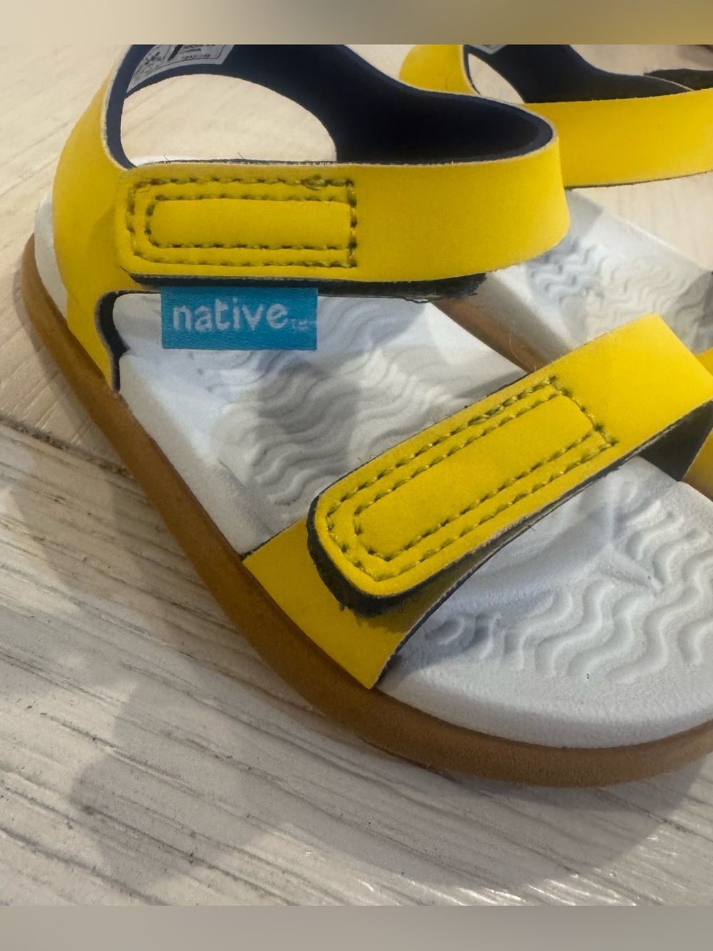 Native Toddler 5T Yellow and Blue Velcro Charley Sandals Size C5 - Picture 4 of 6